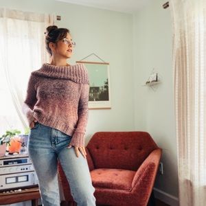 Pink ombré cowl neck sweater